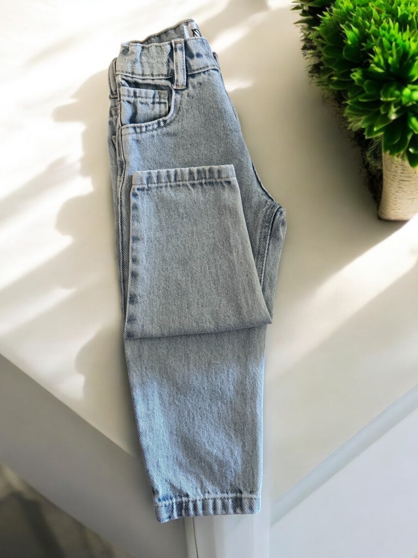 Boys ice blue stone washed denim pants