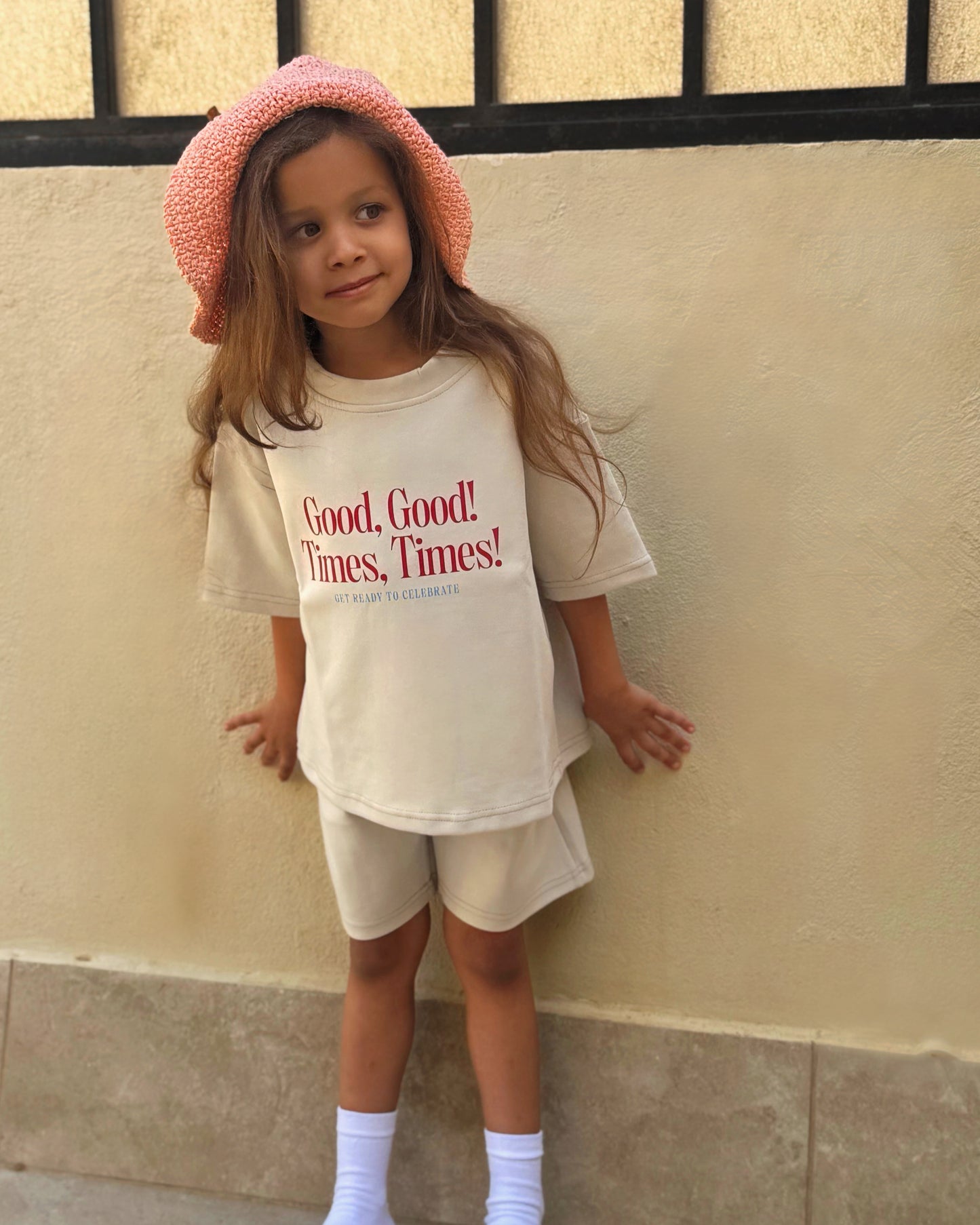 Boys Interlock Beige shorts set "Good Times"