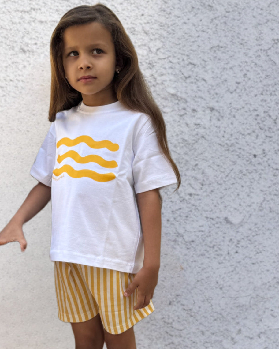 Boys and Girls yellow shorts set "Waves"