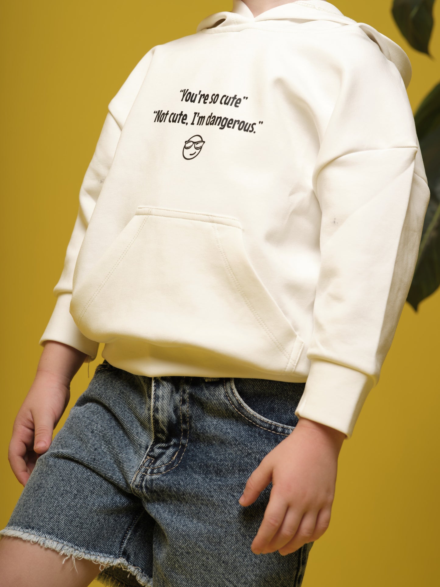 Boys White Hoodie "not cute, Dangerous"