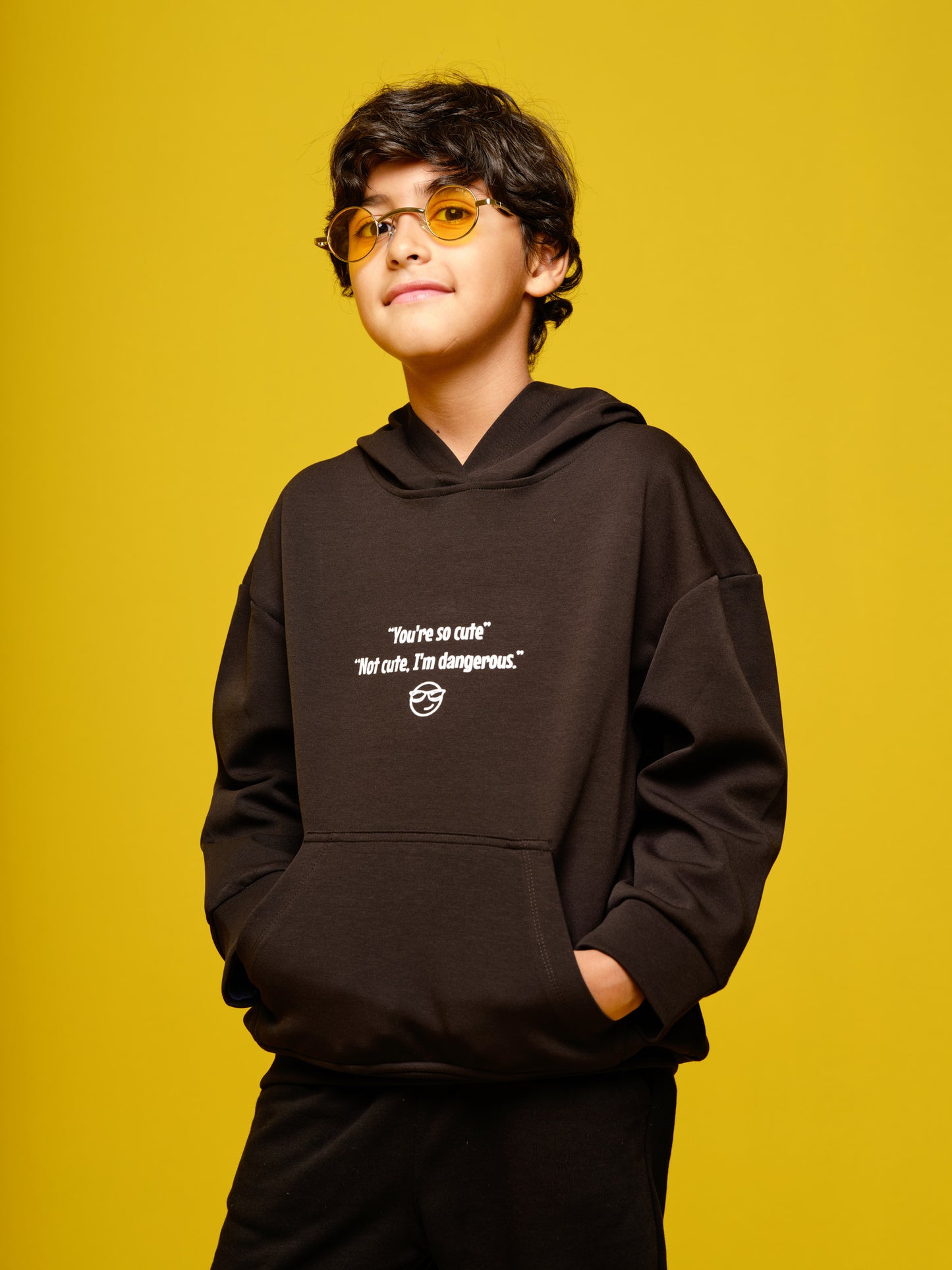 Boys Black Hoodie "not cute, Dangerous"