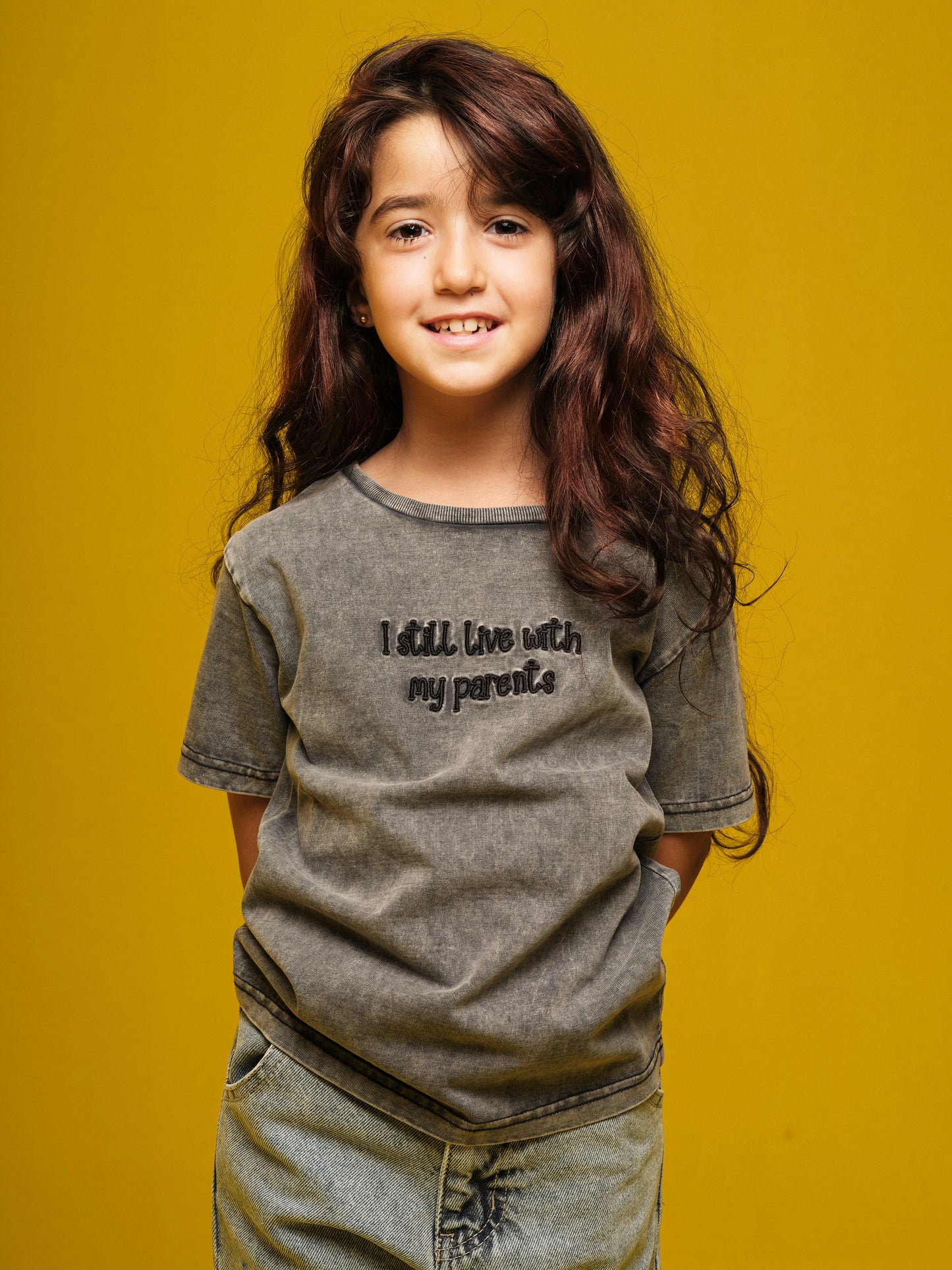 Girls Grey washed T-Shirt