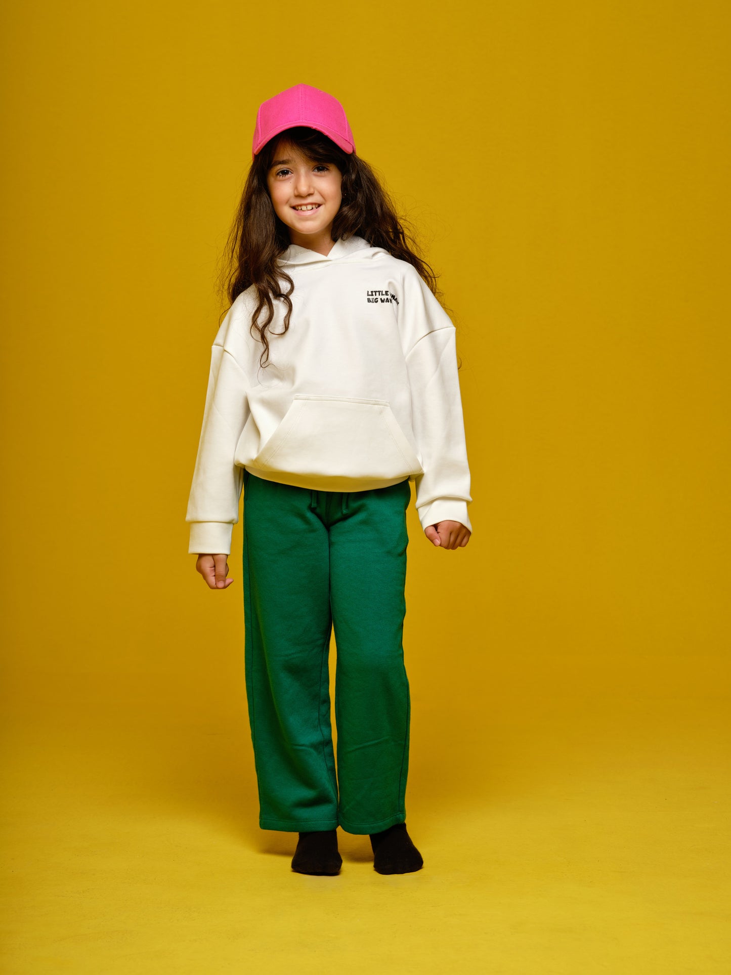 Girls White Hoodie "little human, big waves'