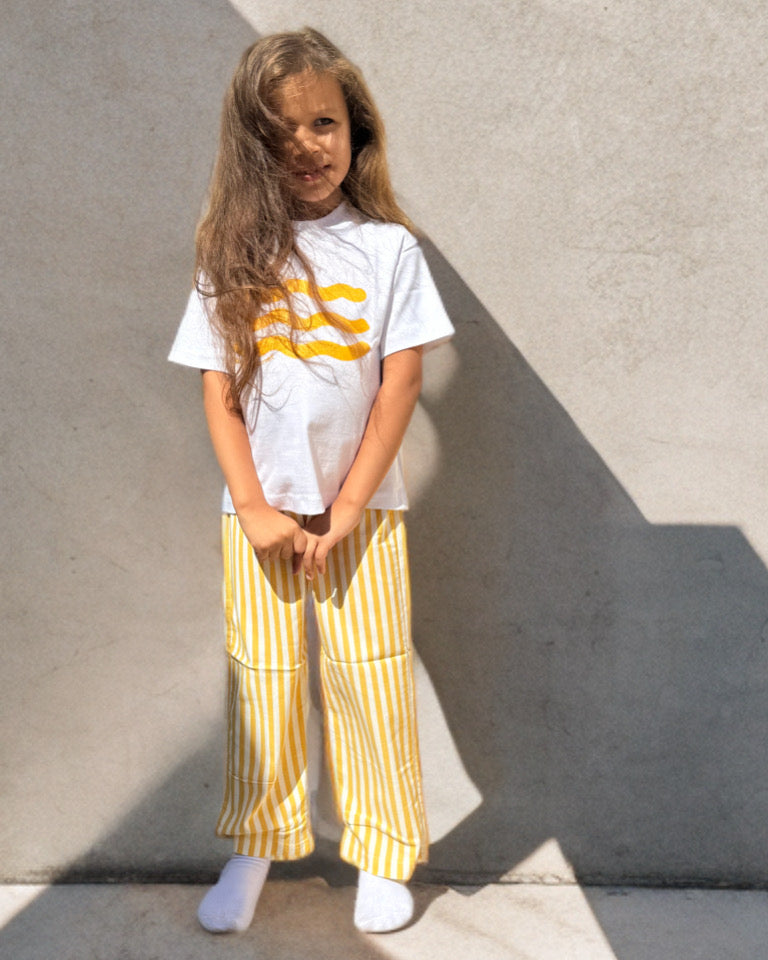 Boys and Girls yellow Pants set "Waves" unisex