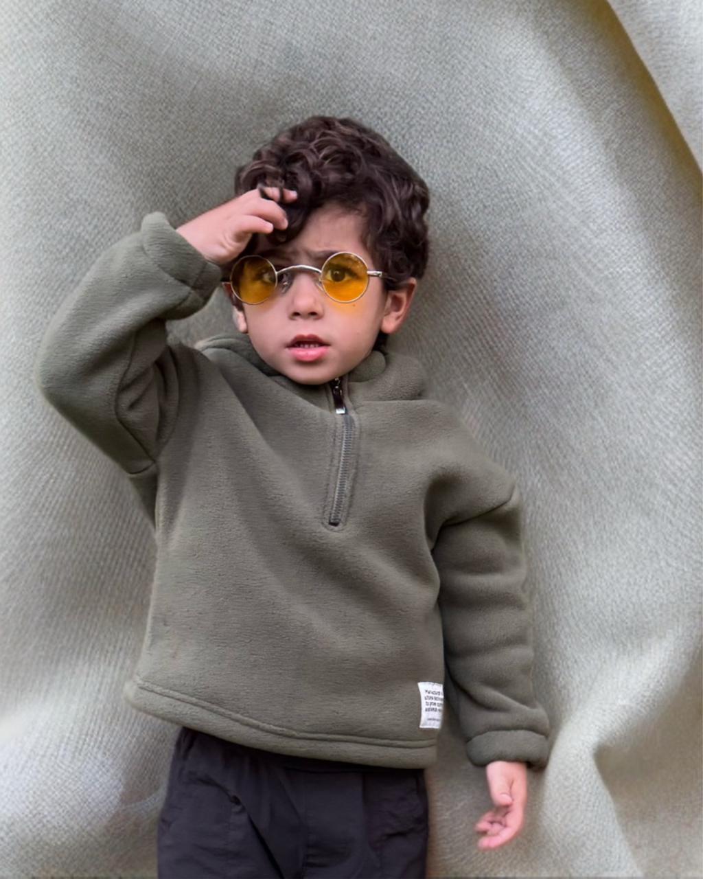 Olive fleece hoodie 1/4 zipper