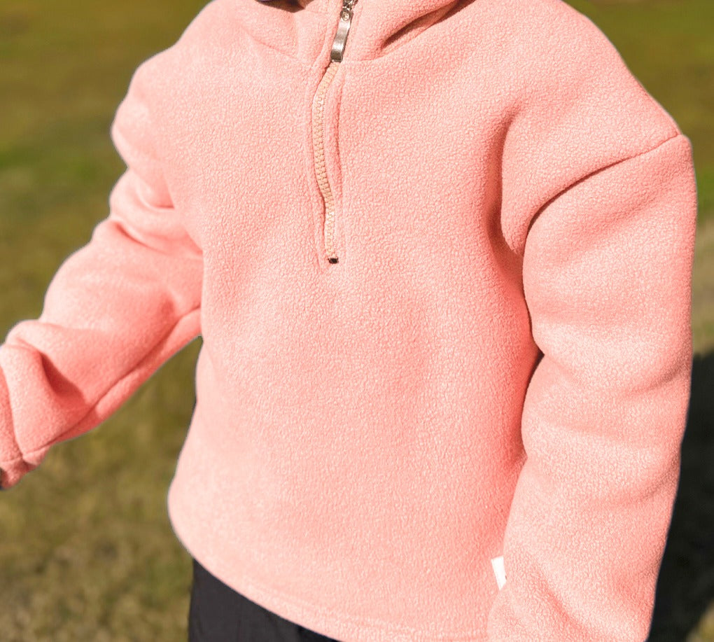 Girls pink fleece hoodie 1/4 zipper