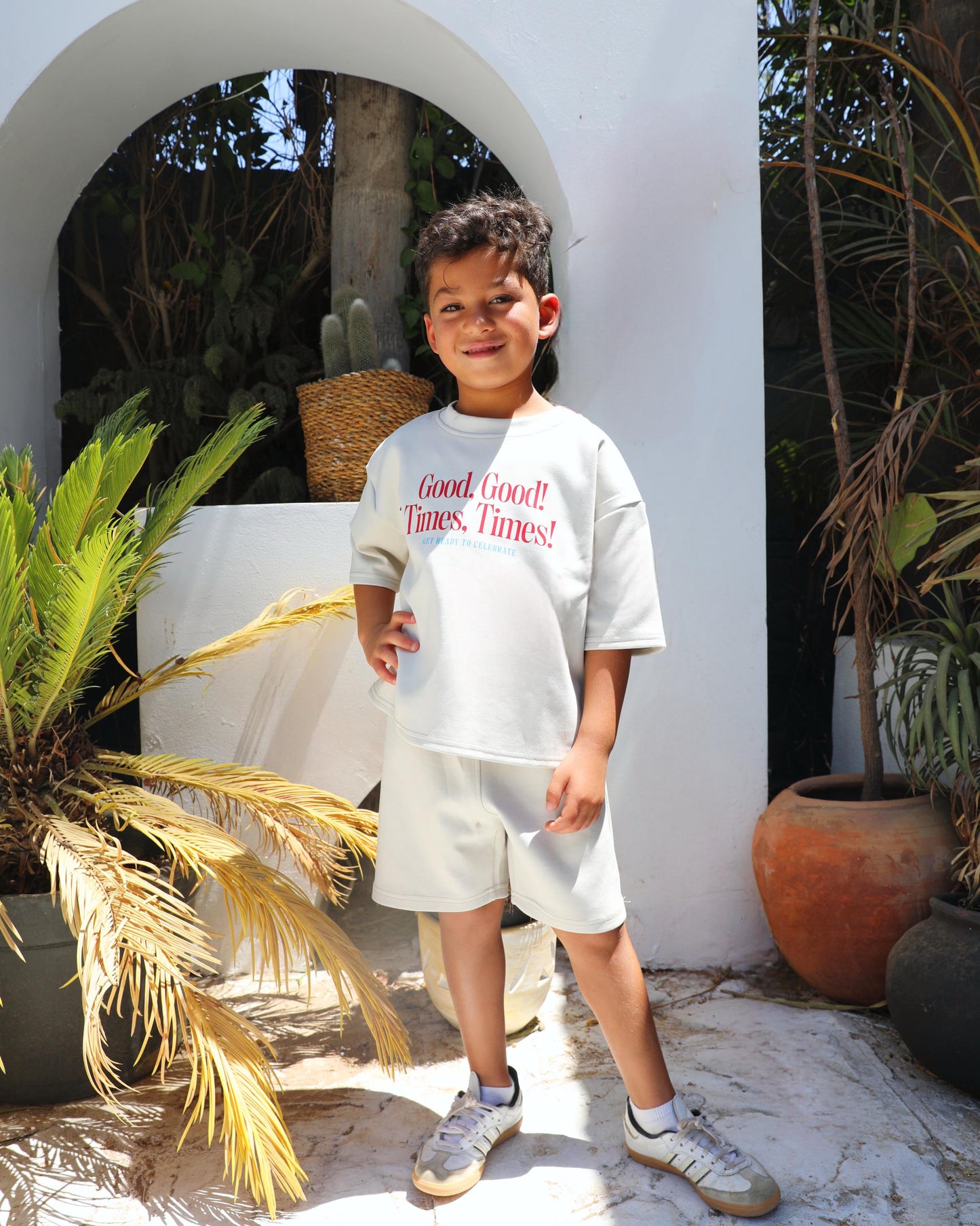 Interlock Beige shorts set "Good Times"