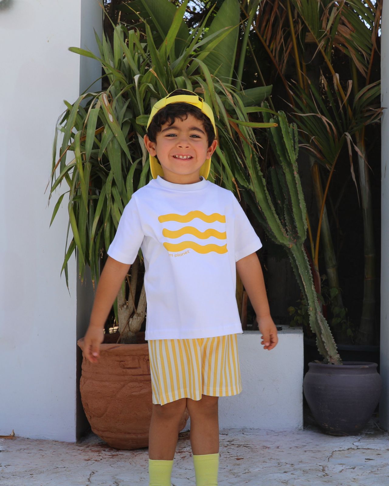 Yellow shorts set "Waves" unisex