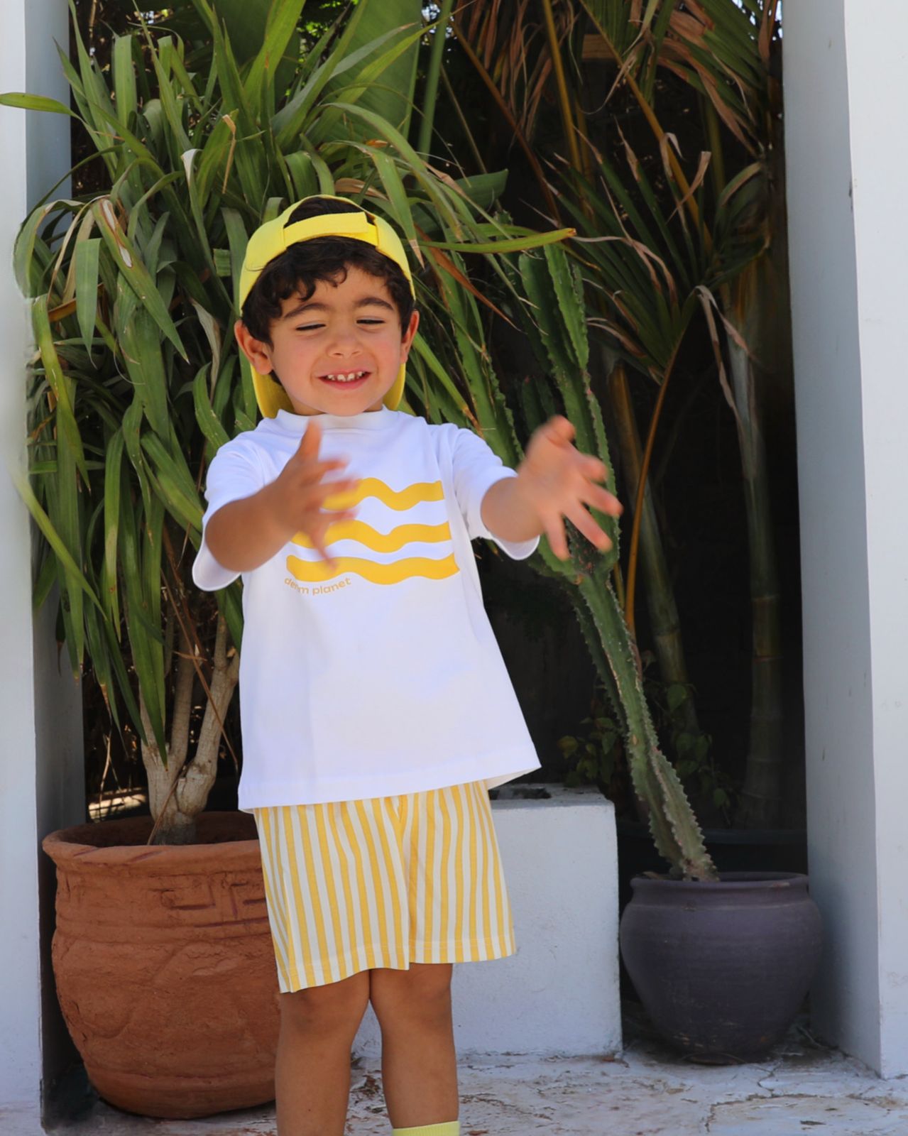 Yellow shorts set "Waves" unisex