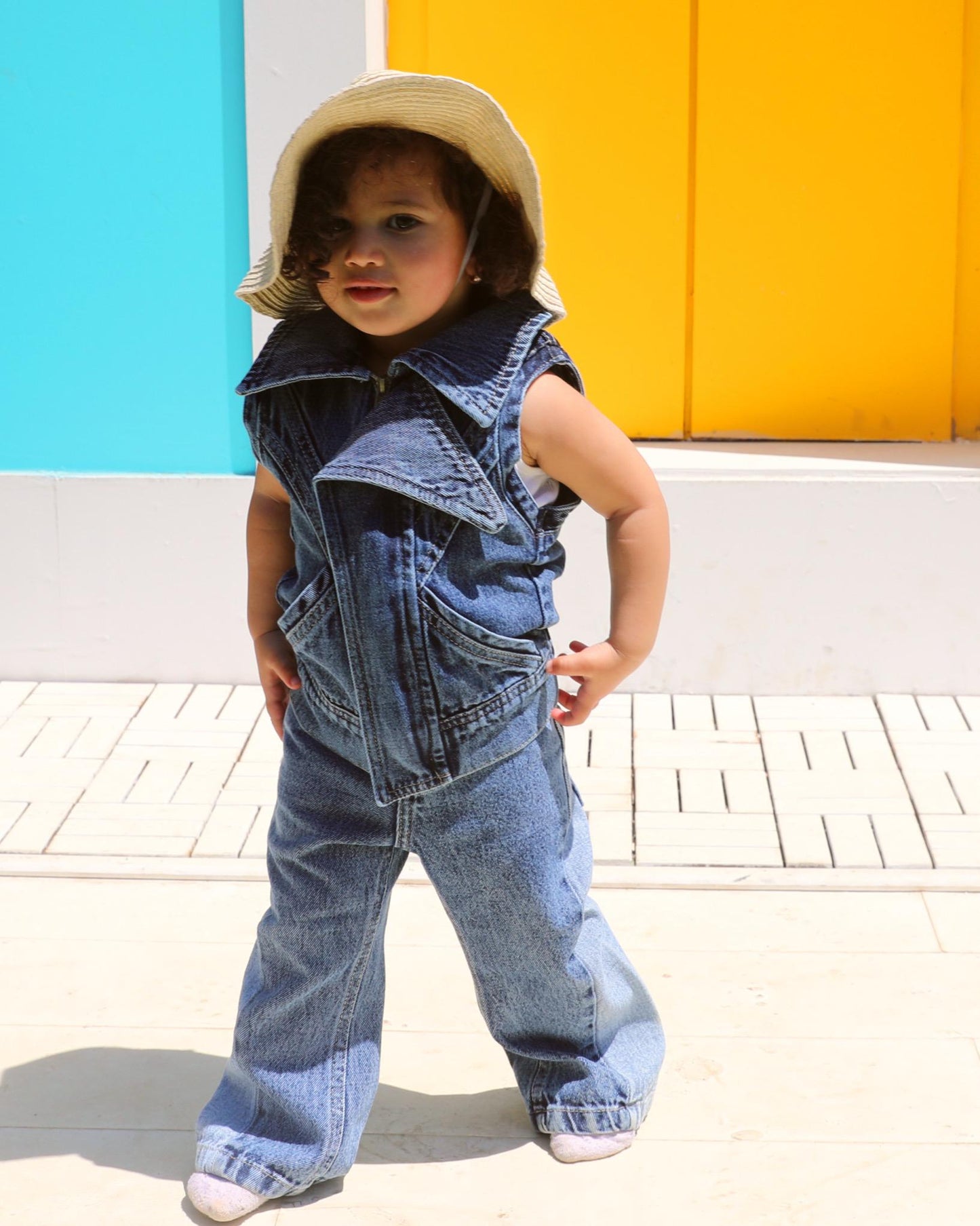 Girls Dark Blue Denim vest