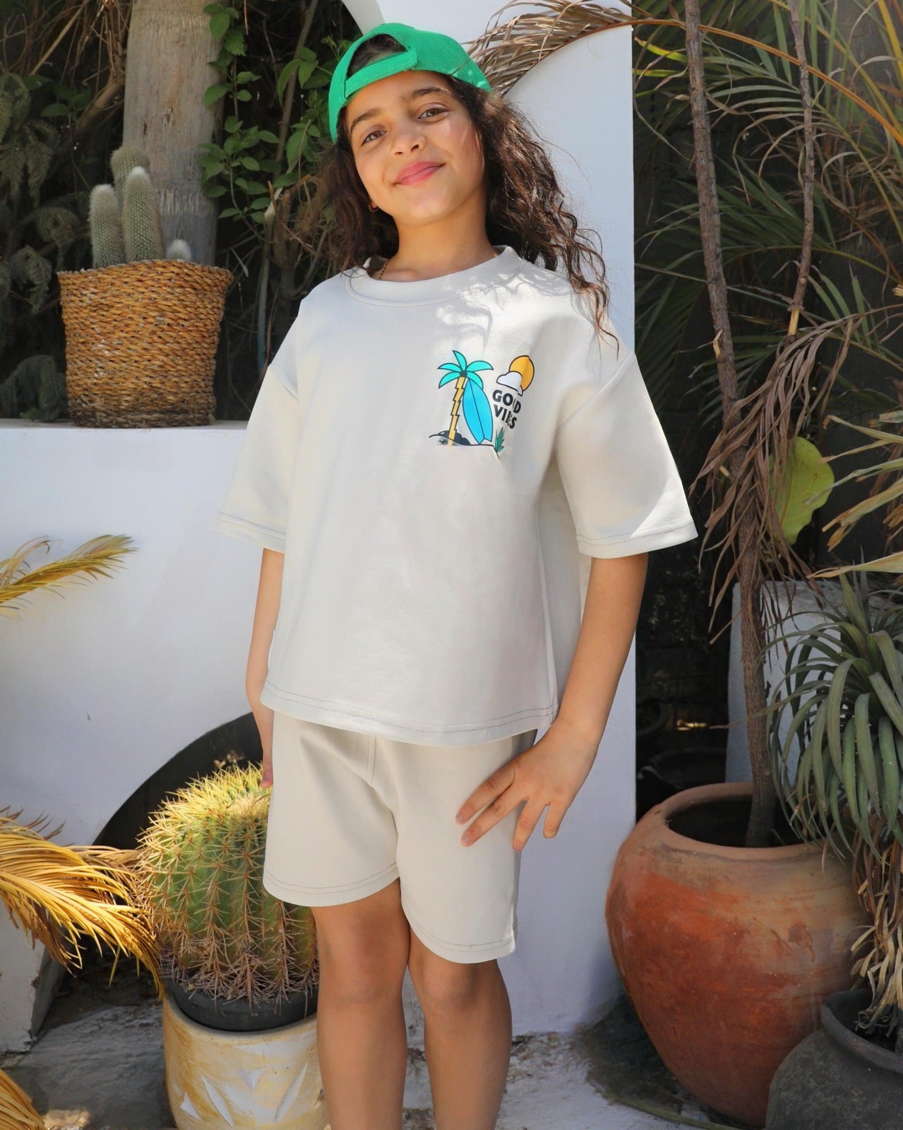 Interlock Beige shorts set "Surfer" unisex