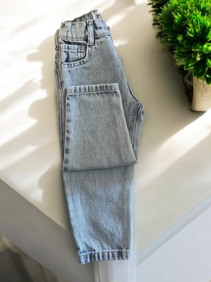 Boys ice blue stone washed denim pants