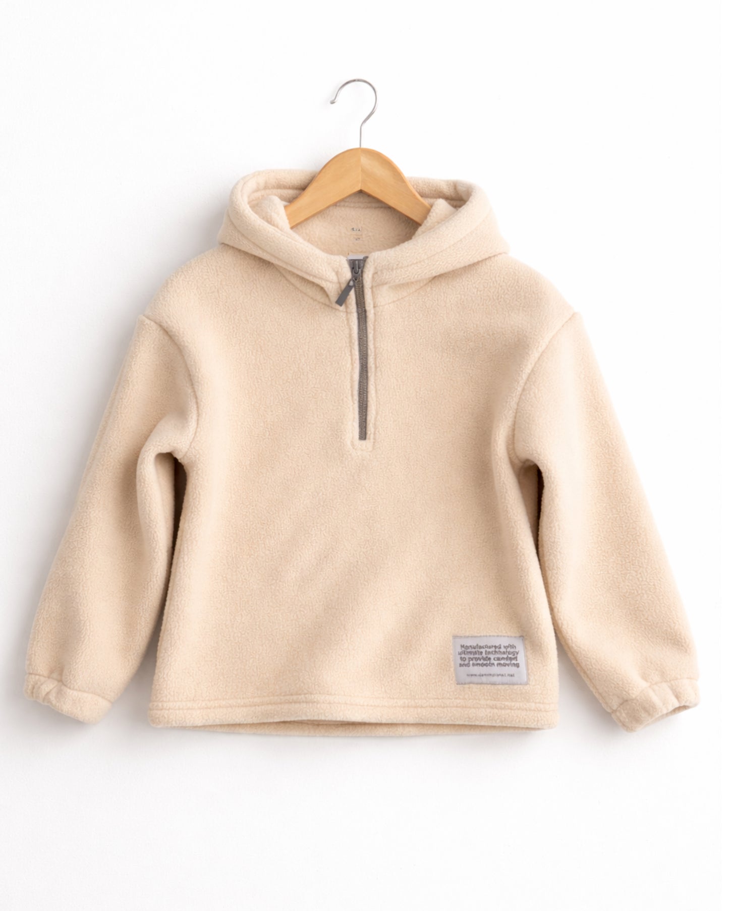 Beige fleece hoodie 1/4 zipper