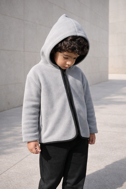 Grey fleece hoodie full zipper