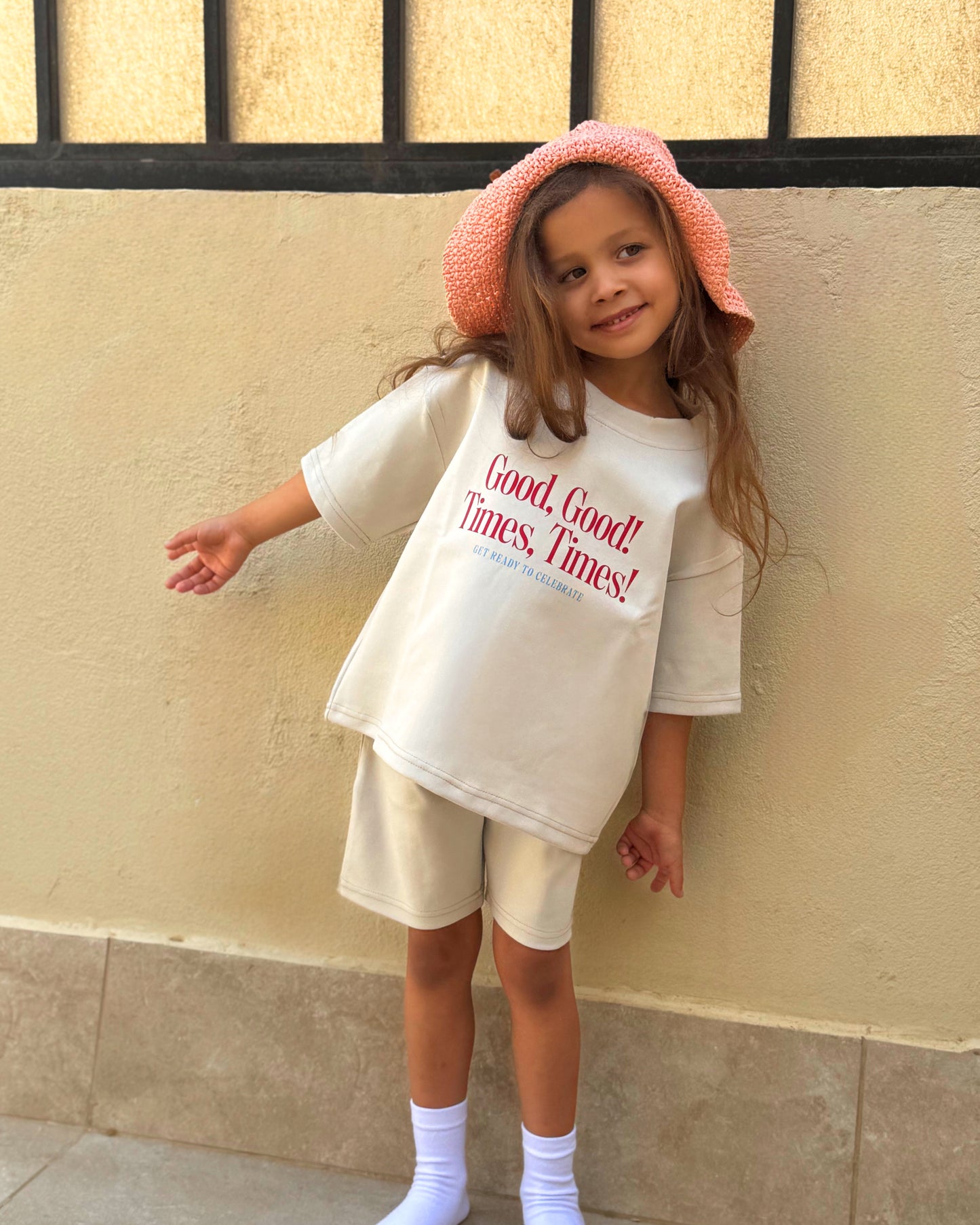 Boys Interlock Beige shorts set "Good Times"