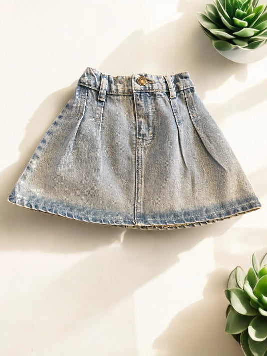 Girls Ice Blue Stone Washed  Denim skirt