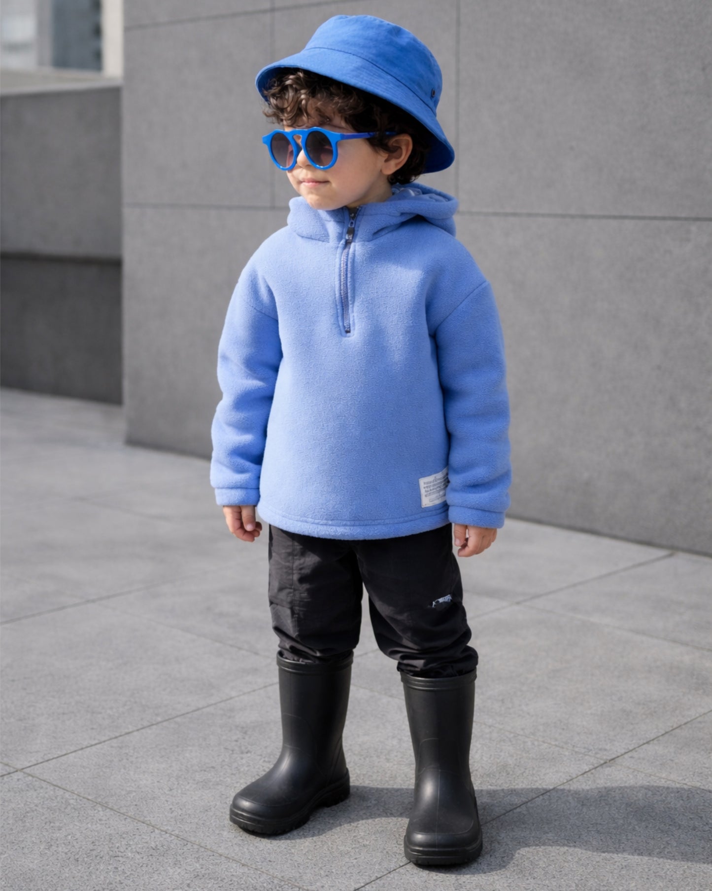 Boys baby blue fleece hoodie 1/4 zipper