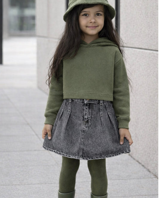 Girls grey stone washed  Denim skirt
