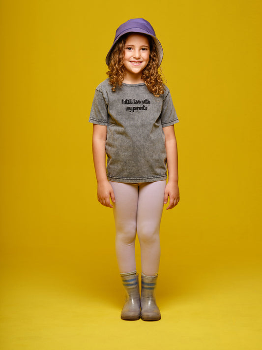 Girls Grey washed T-Shirt