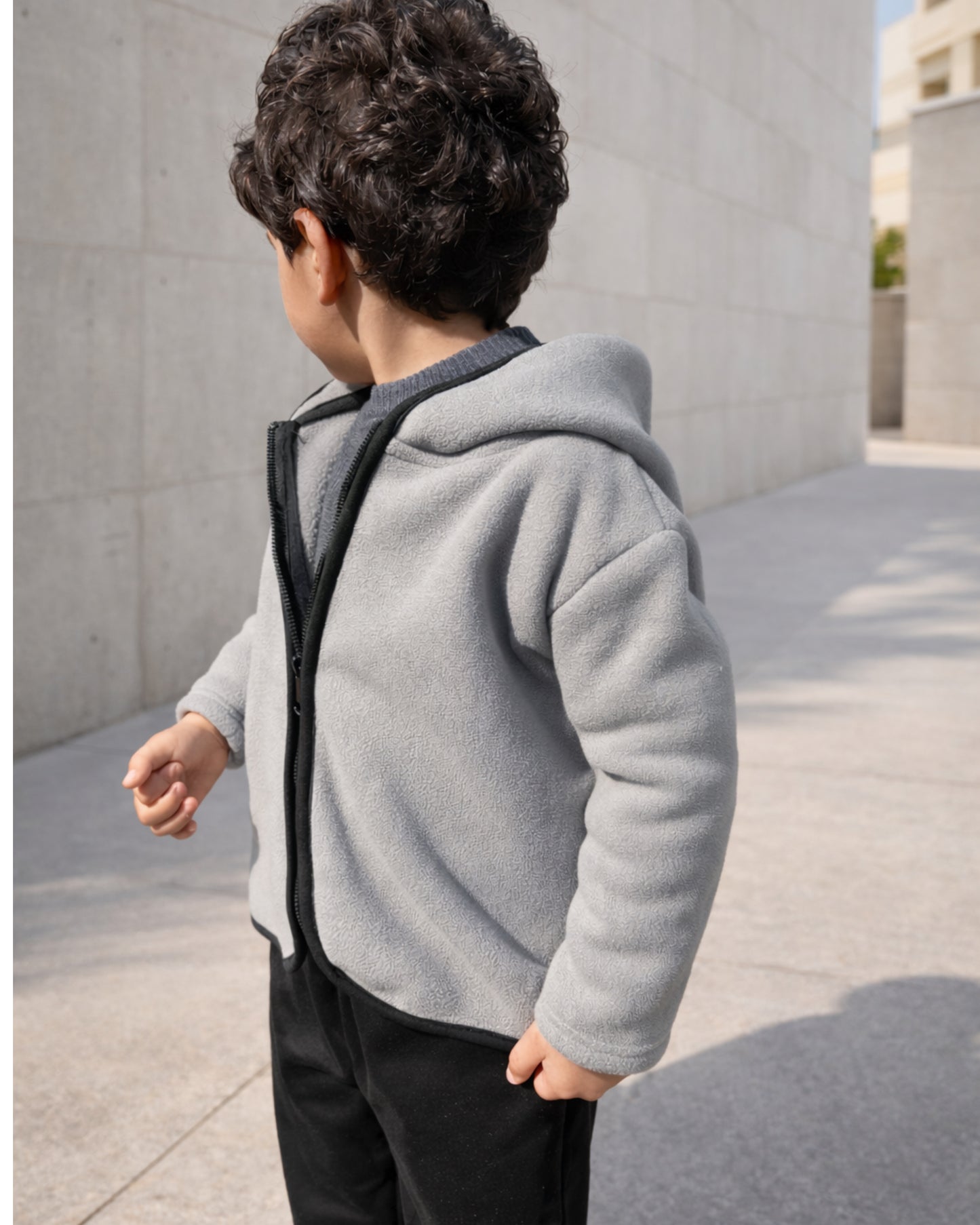 Grey fleece hoodie full zipper