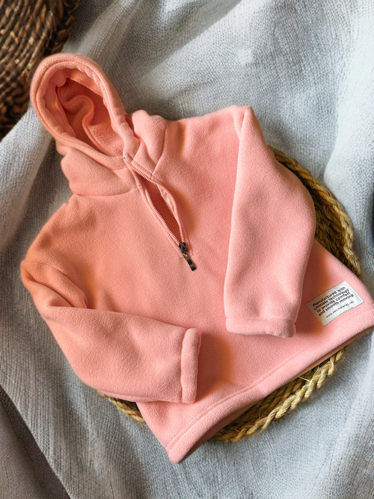 Girls pink fleece hoodie 1/4 zipper