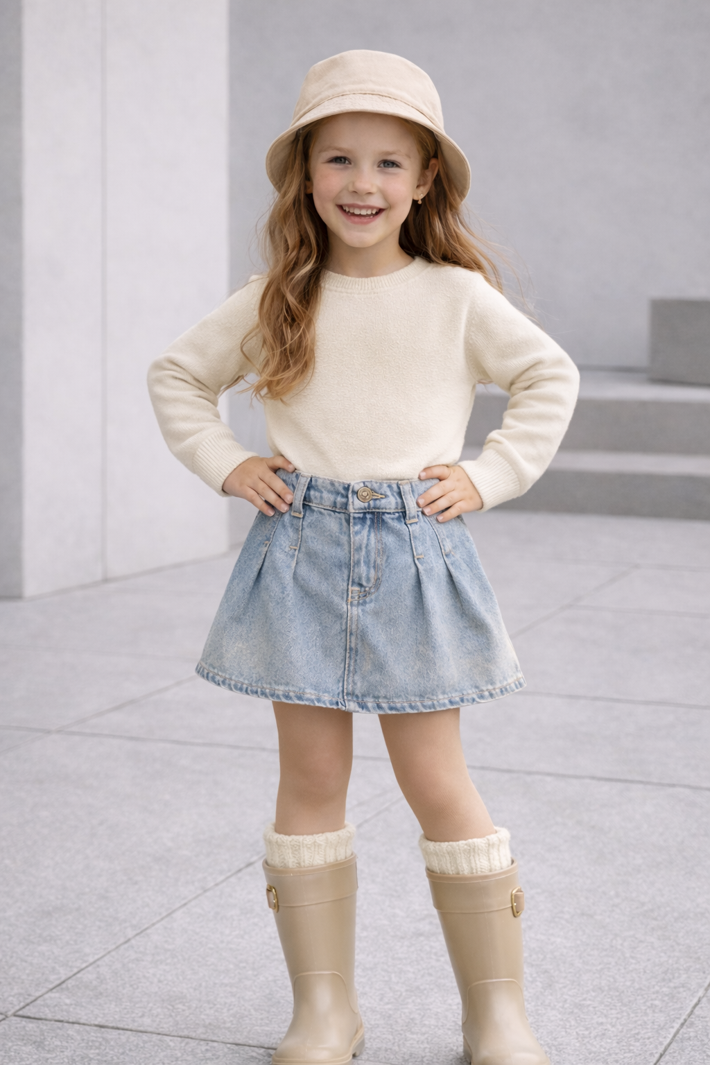 Girls Ice blue denim skirt