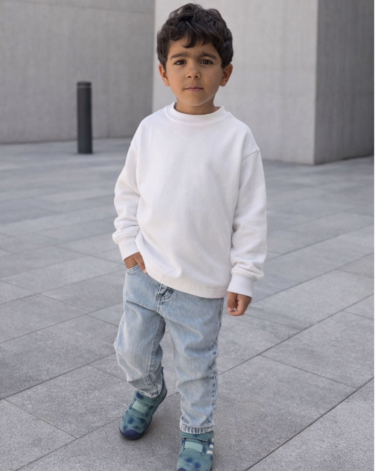 Ice blue stone washed denim pants