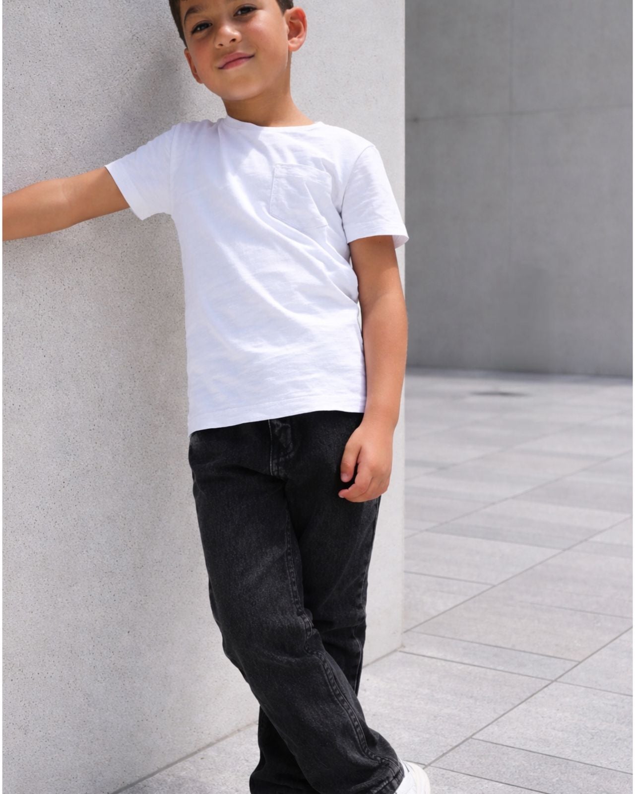 Black washed denim pants