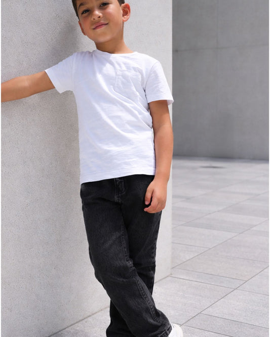 Black washed denim pants