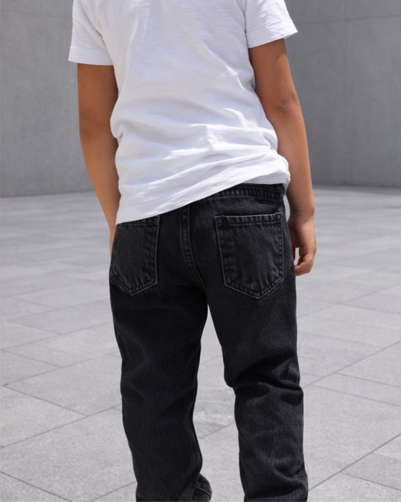 Black washed denim pants