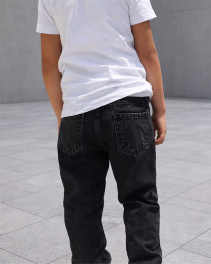 Black washed denim pants