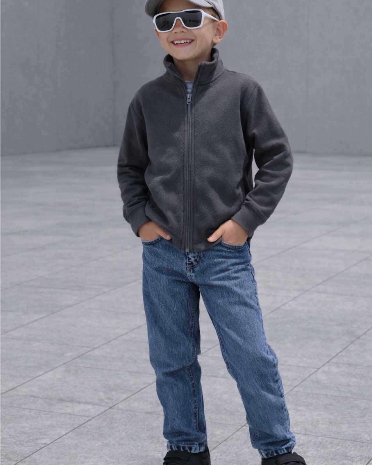 Dark blue stone washed denim pants