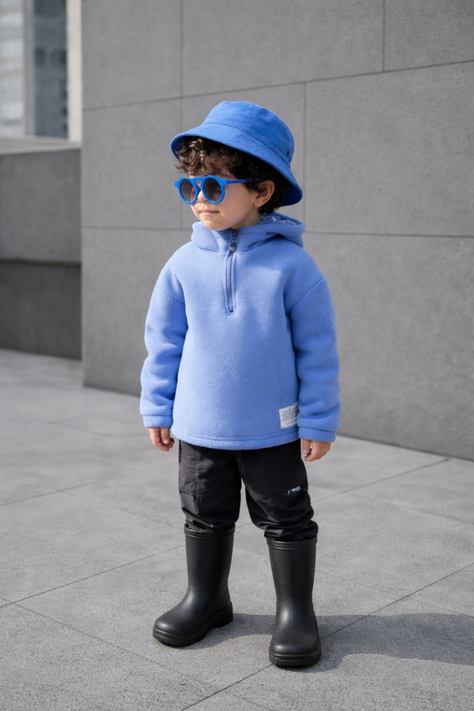 Boys baby blue fleece hoodie 1/4 zipper