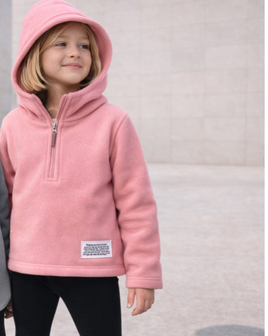 Girls pink fleece hoodie 1/4 zipper