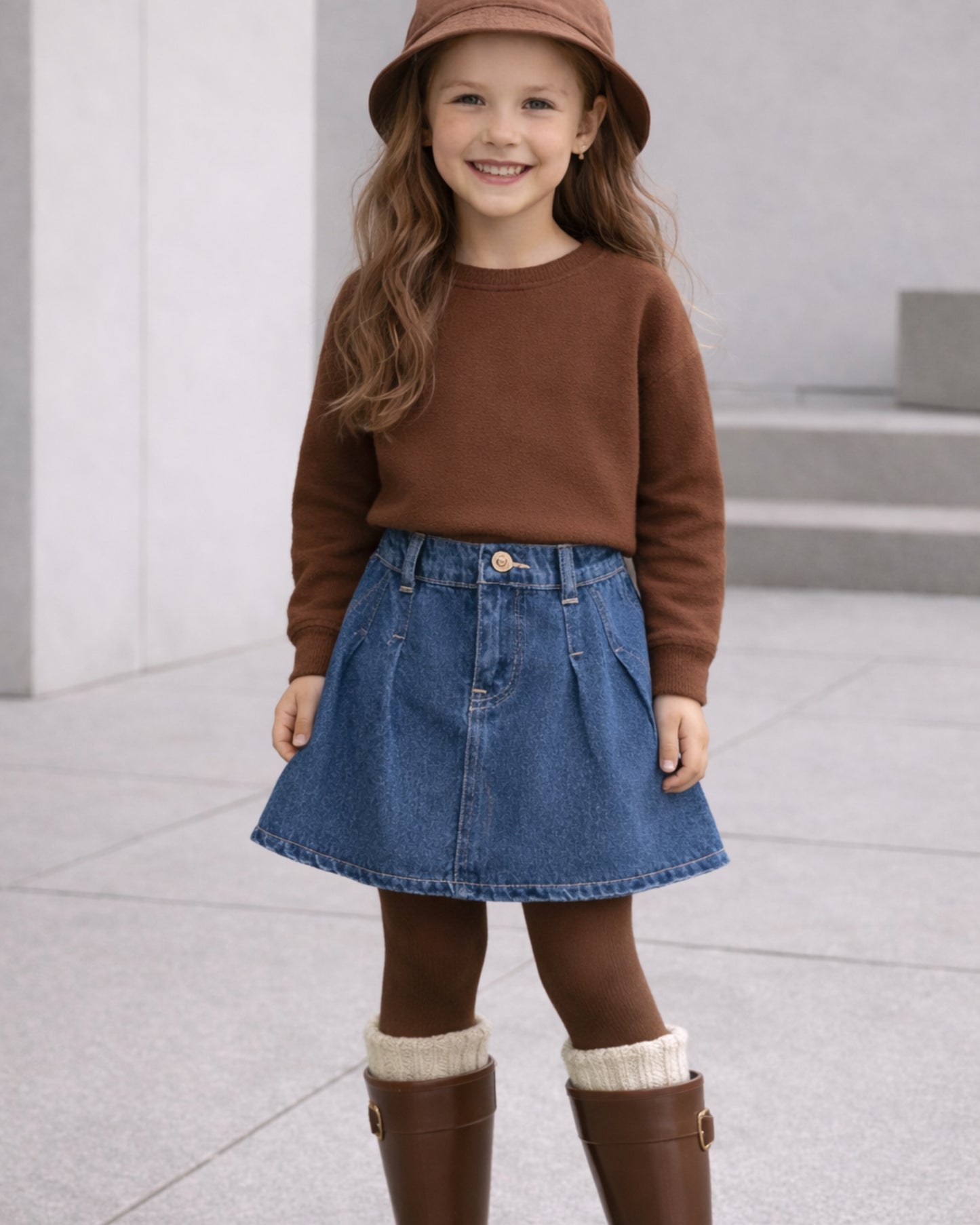 Girls Blue stone washed  Denim skirt