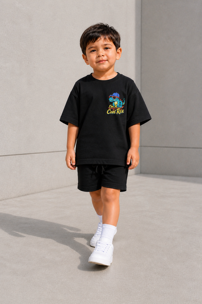 Boys and Girls Black shorts set "Cool Rex"