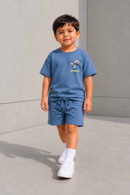 Boys and Girls Blue shorts set "Stich"