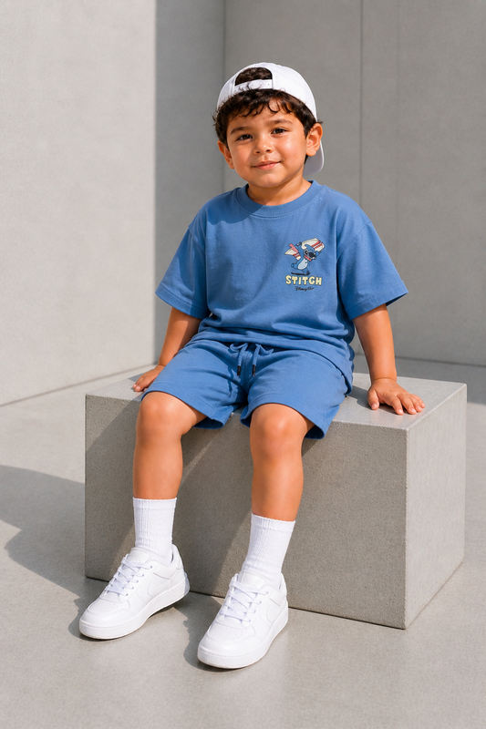 Boys and Girls Blue shorts set "Stich"