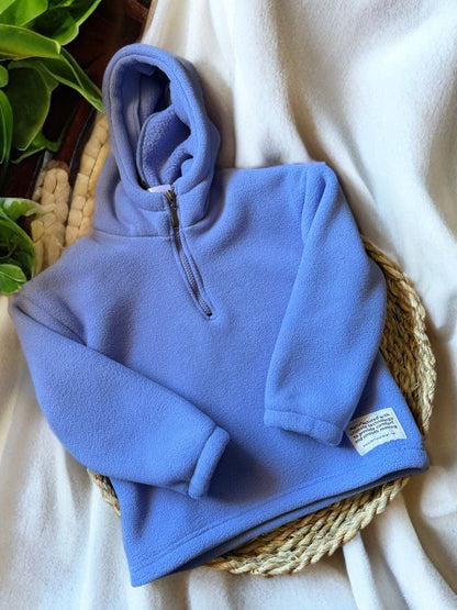 Girls baby blue fleece hoodie 1/4 zipper