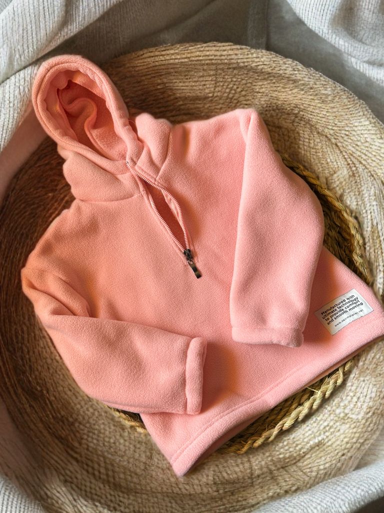 Girls pink fleece hoodie 1/4 zipper