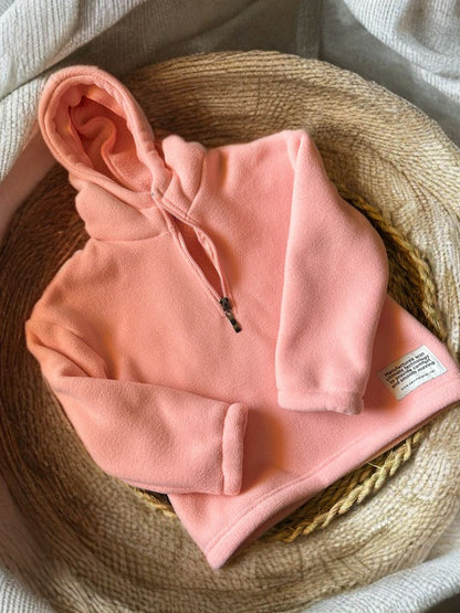 Girls pink fleece hoodie 1/4 zipper