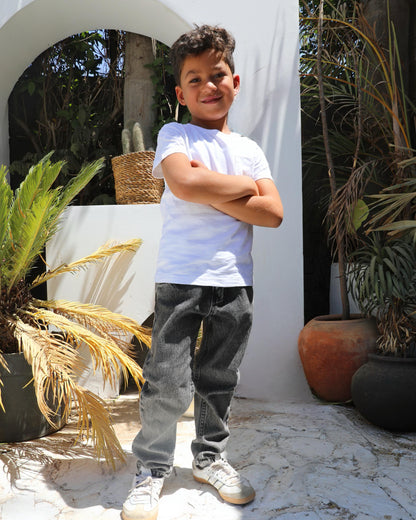 Boys black stone washed denim pants