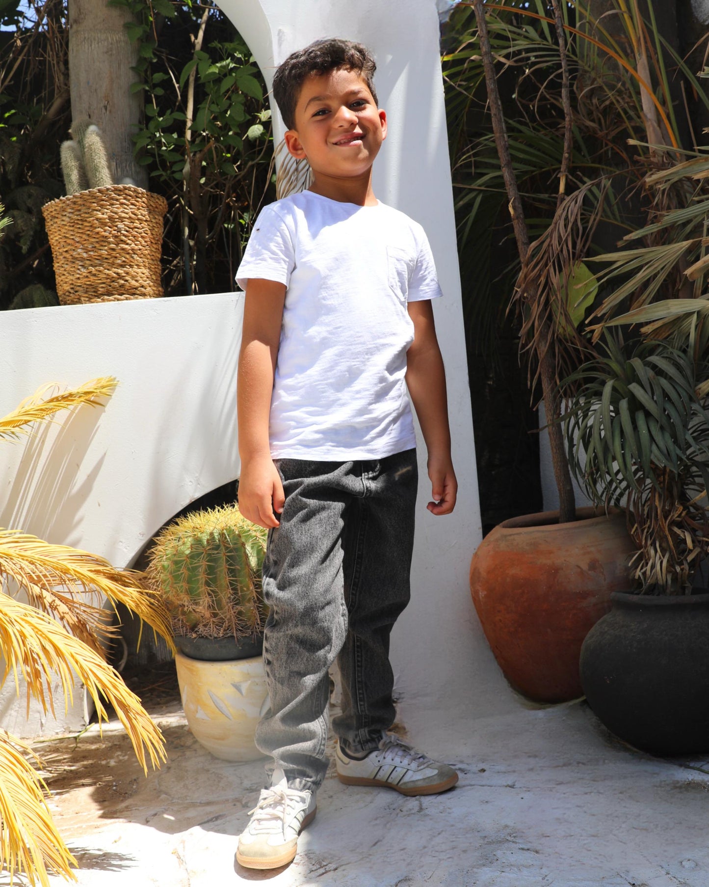 Boys black stone washed denim pants