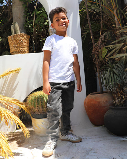 Boys black stone washed denim pants