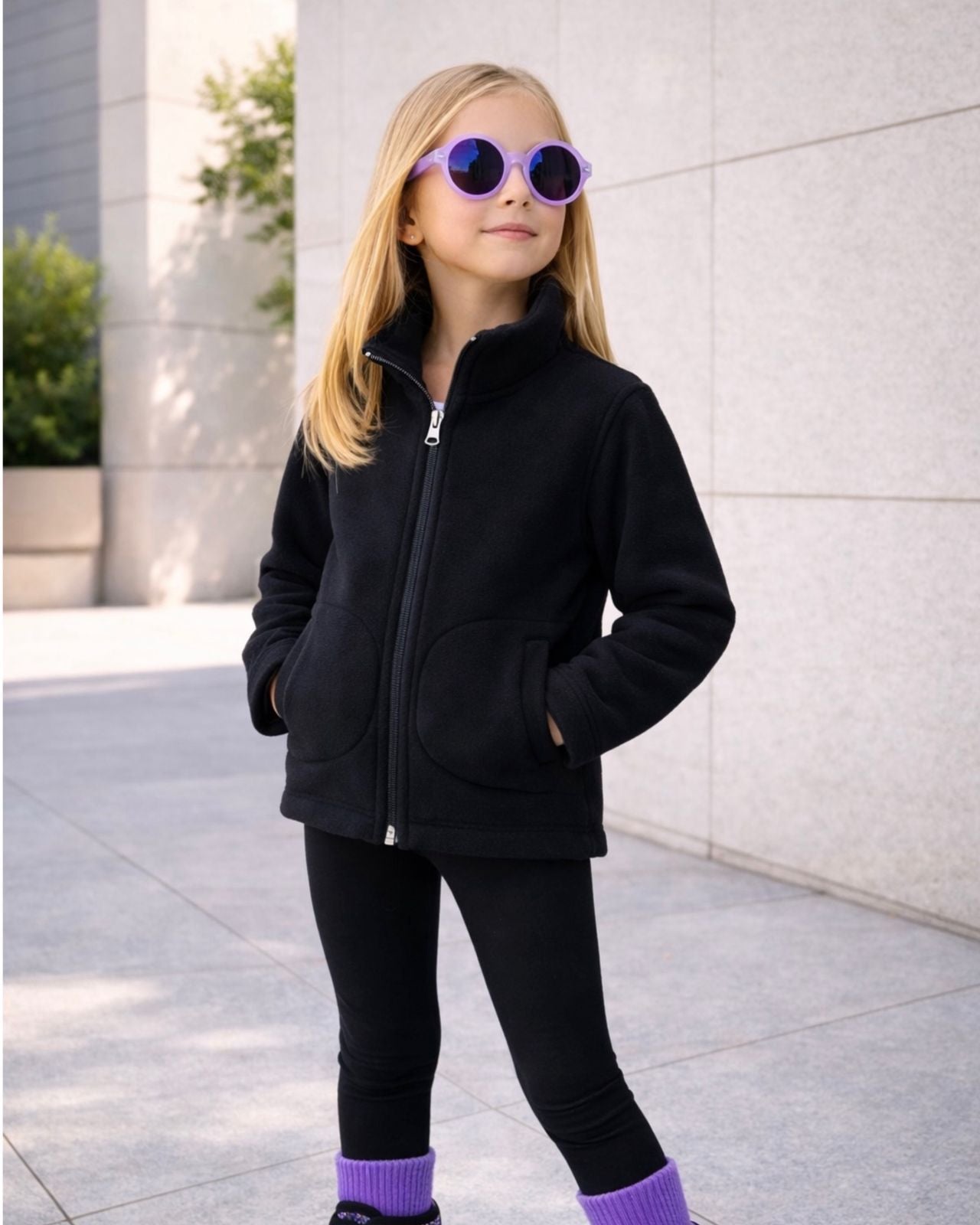 Black fleece hoodie full zipper