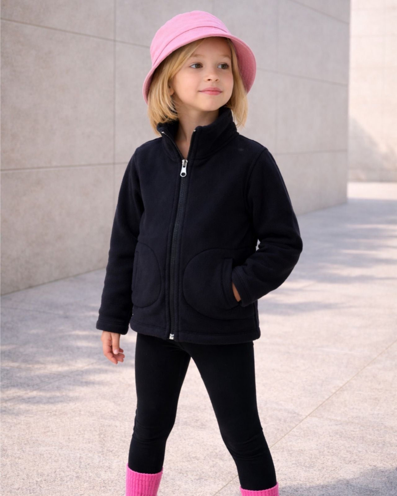 Black fleece hoodie full zipper